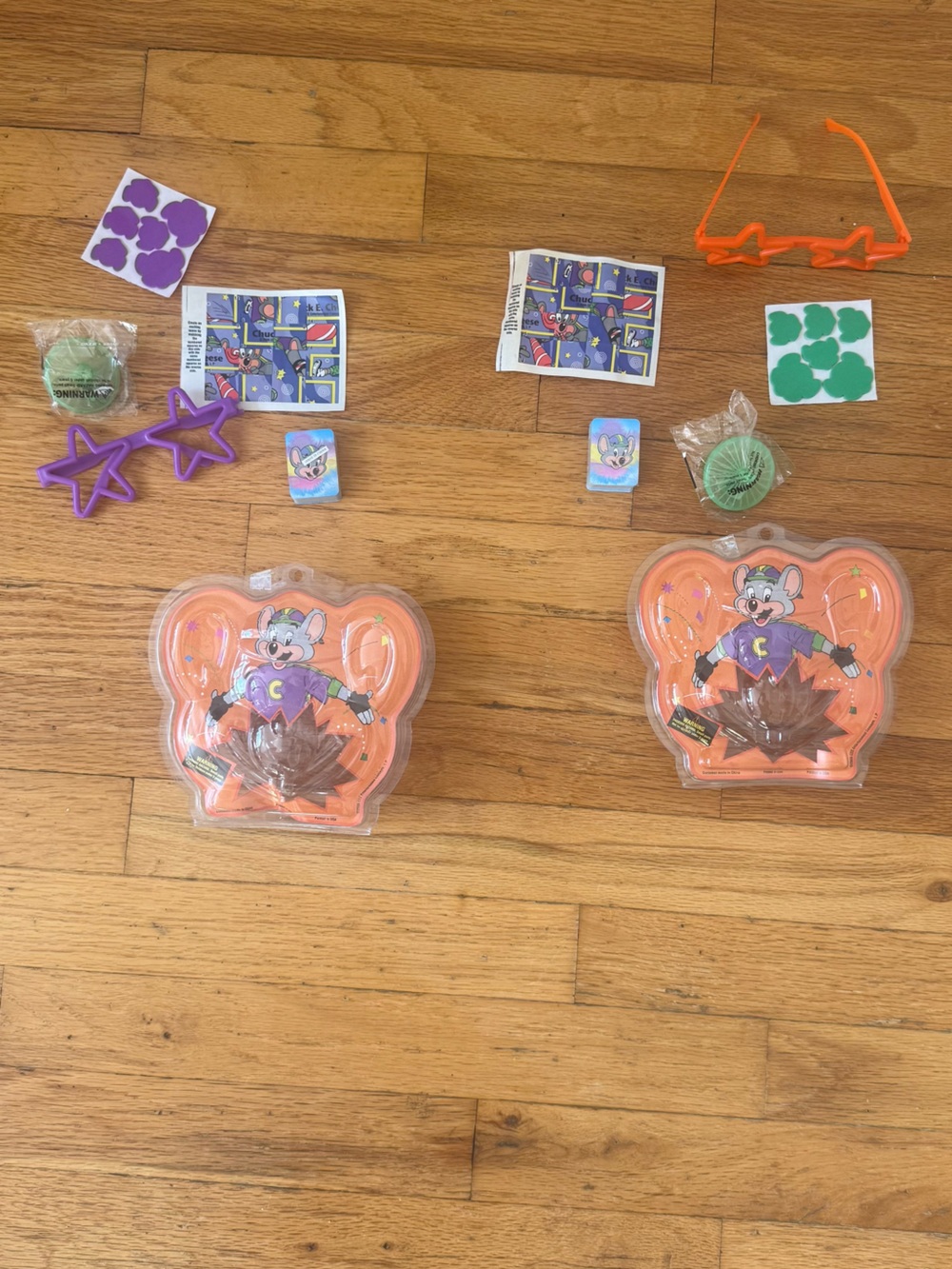 Chuck E. Cheese Vintage Avenger Era Birthday Party Toy Lot 2 Packs & Accessories